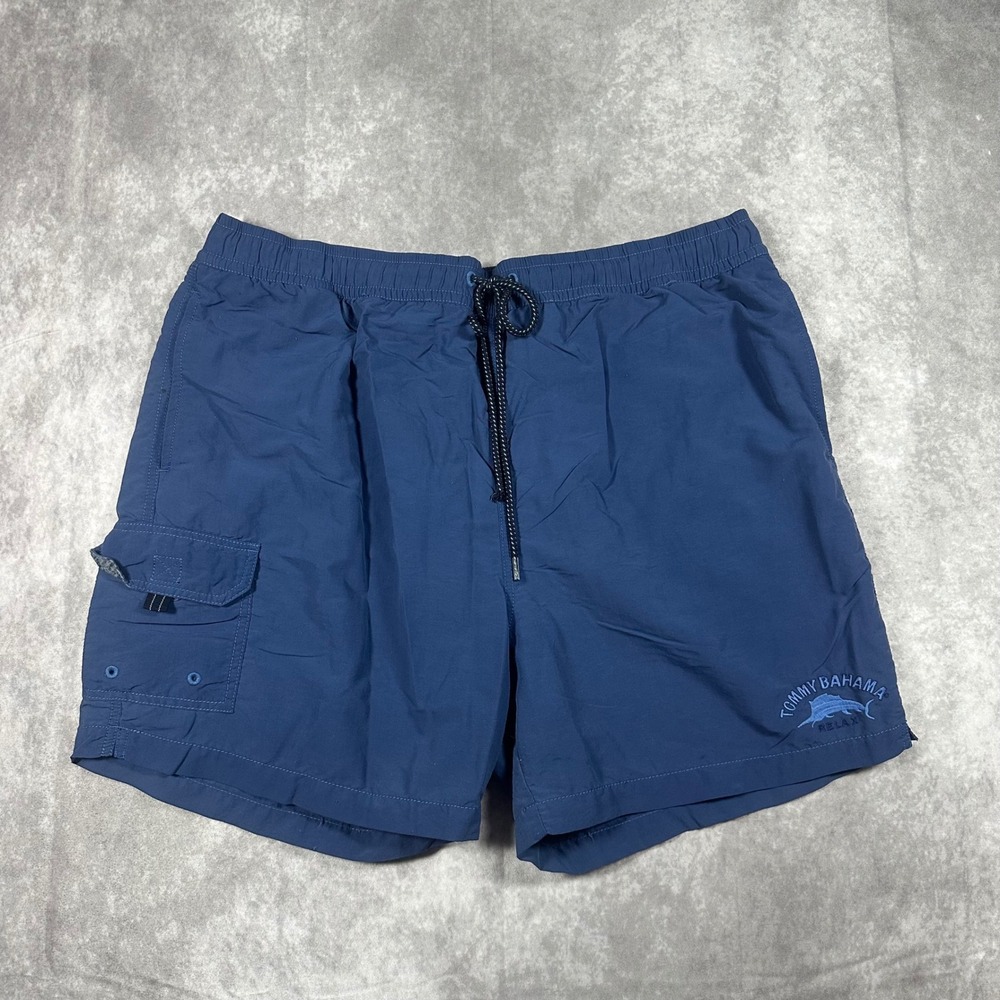VTG Tommy Bahama Relax Mens XL Navy Blue Swim Trunks Mesh Lining Board Shorts